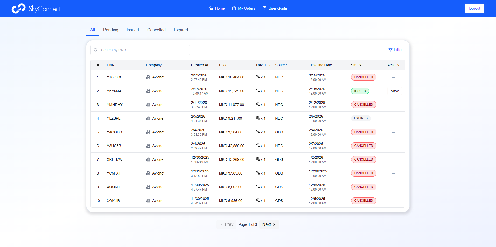 Avionet SkyConnect — Билети